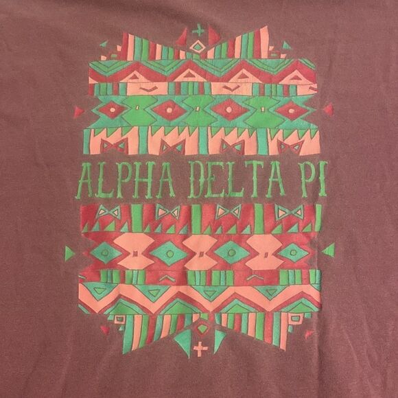 Alpha Delta Pi Long Sleeve Aztec Okstate Comfort Colors Tshirt VGUC Size Large - Picture 5 of 7